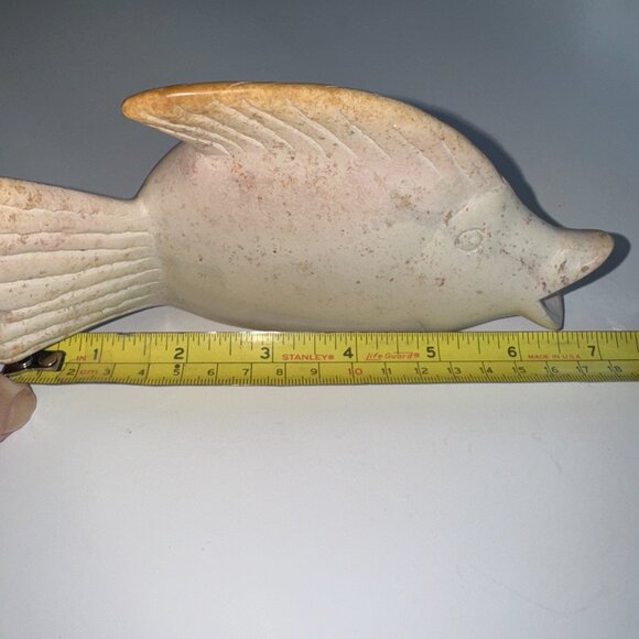 Vintage African Carved Soapstone Statue Fish Kenya Sculpture Beach Decor - Picture 7 of 7